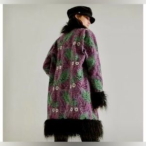 NWT Anna Sui for Free People jacquard faux fur coat xs